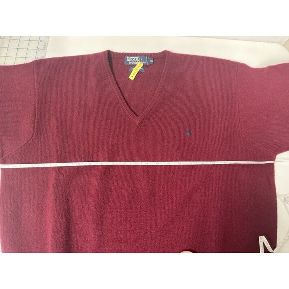 Vtg Polo Ralph Lauren Lambswool V-Neck Sweater Mens Size XL Maroon - Picture 6 of 14
